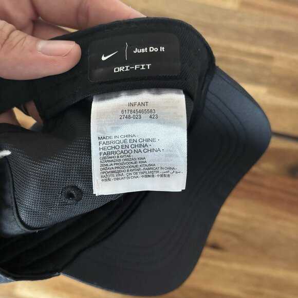 Nike Infant Toddler Hat Baseball Cap Adjustable Strap Back Black Sports Dri-fit - Picture 9 of 12